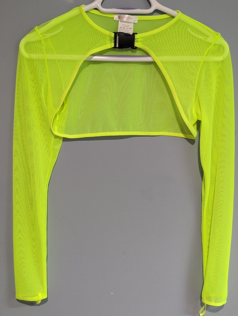 Avidlove Neon Lime Green Mesh Cropped Bolero Size Small
